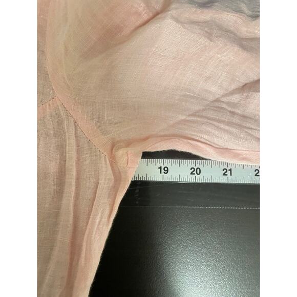 Vintage St. Simon Womens Dress Sz 12 Pink Linen Pleated Cottagecore Prairie FLAW - Picture 9 of 14